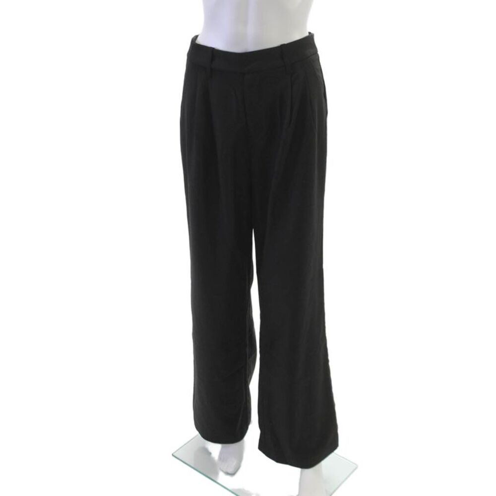 NIA Womens Dress Pants Black Polyester Button Size S